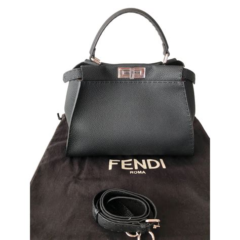 fendi black leather cuff|fendi handbags black.